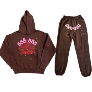 Sp5der Spider Web Pattern 555555 Tracksuit Brown